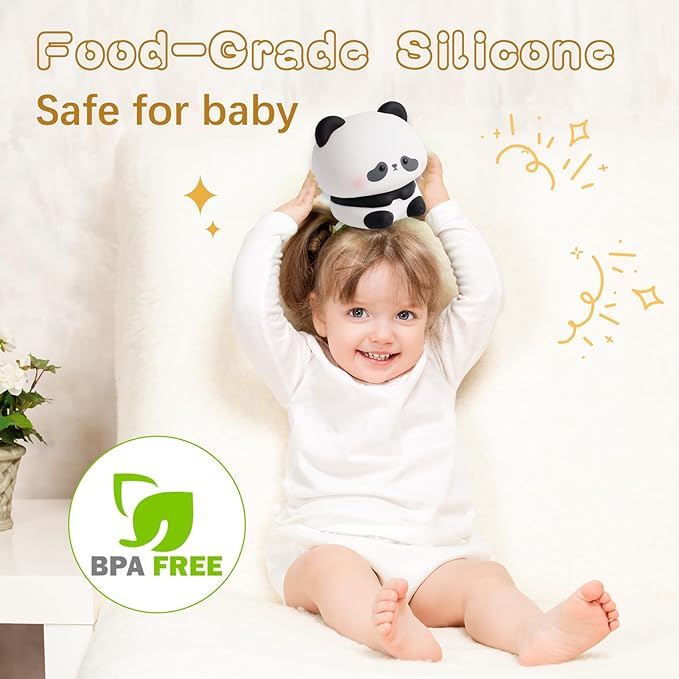 Cute Panda Night Light, LED Squishy Novelty Animal Night Lamp, Food Grade - Image 5