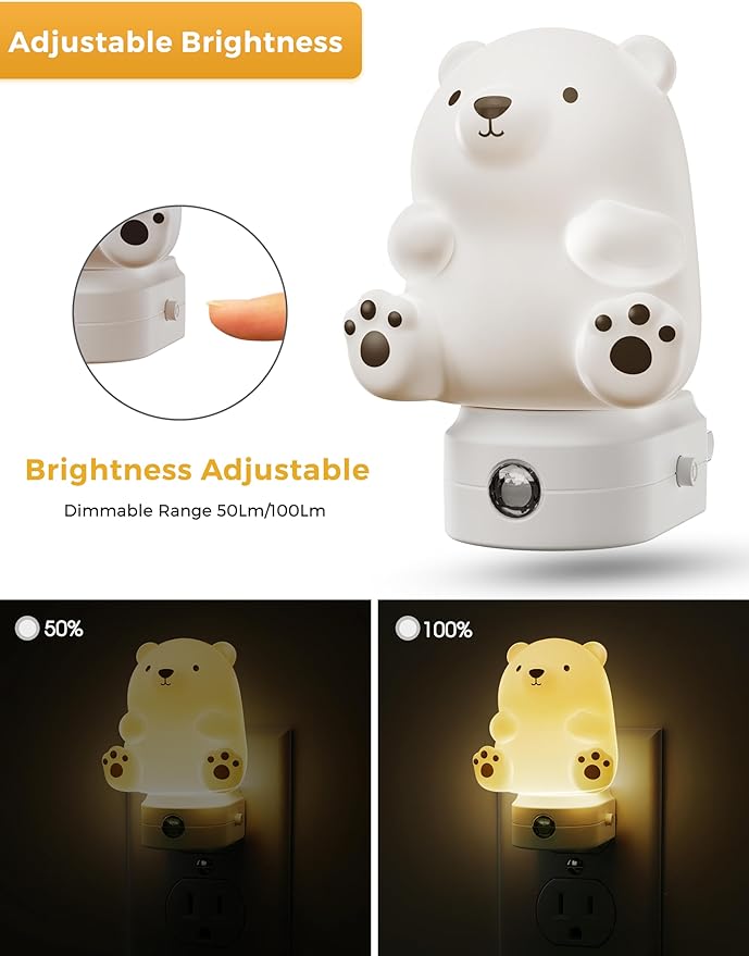 L LOHAS LED Night Light for Kids, 3D Cute Bear Night Light Plug in, Dusk to - Image 7