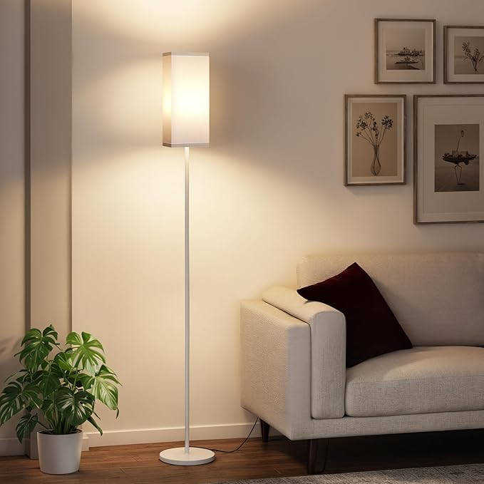 64.6" Floor Lamp, Pole with Foot Switch, Modern Standing Lamp Lampshade by GOEBLESON