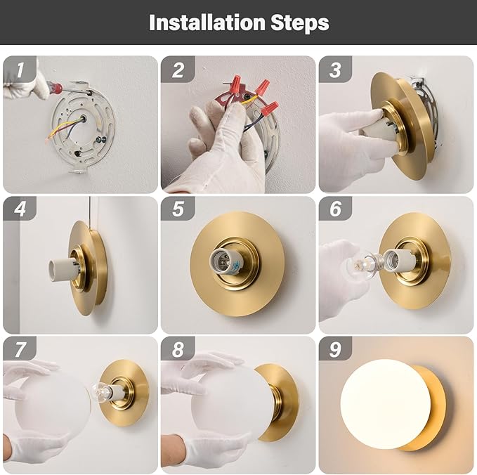 Modern Glass Globe Wall Sconce: Gold Spherical Sconces Light - Image 4