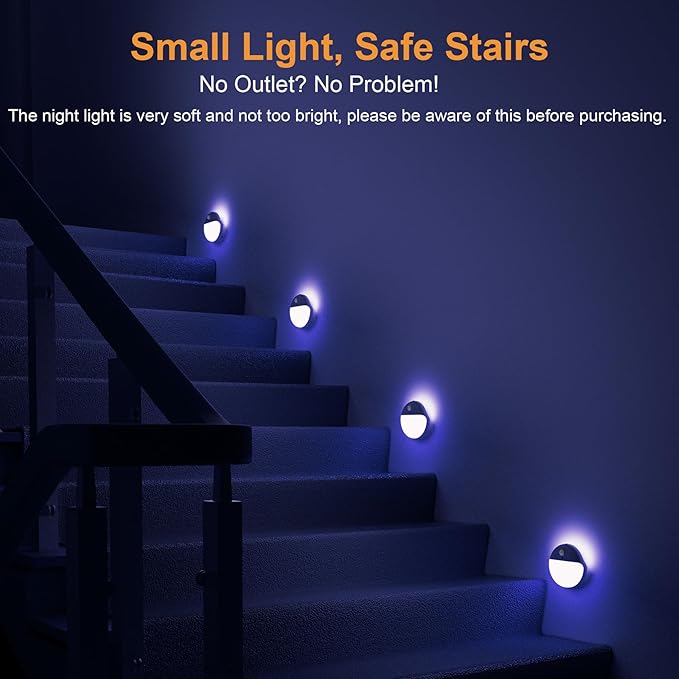 2 Pack Blue Battery Night Light, Motion Activated Stick on Lights, 2.6" Small - Image 2