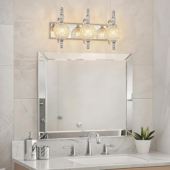 Modern Crystal Bathroom Vanity Lights Fixtures Over Mirror Chrome Vintage - Image 6