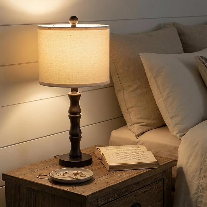 BOBOMOMO 20.5" Classic Table Lamps Set of 2, Farmhouse Nightstand Lamps - Image 2