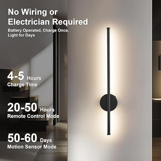 Motion Sensor Battery Operated Wall Sconce Set of Two - Image 2