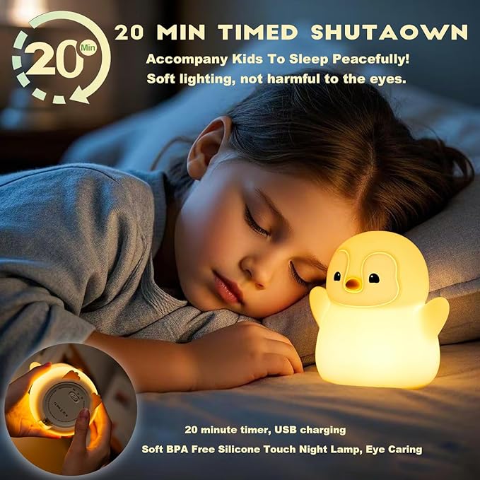 DREAMING MY DREAM Cute Penguin Night Light, LED Squishy Novelty Penguin Lamp - Image 2