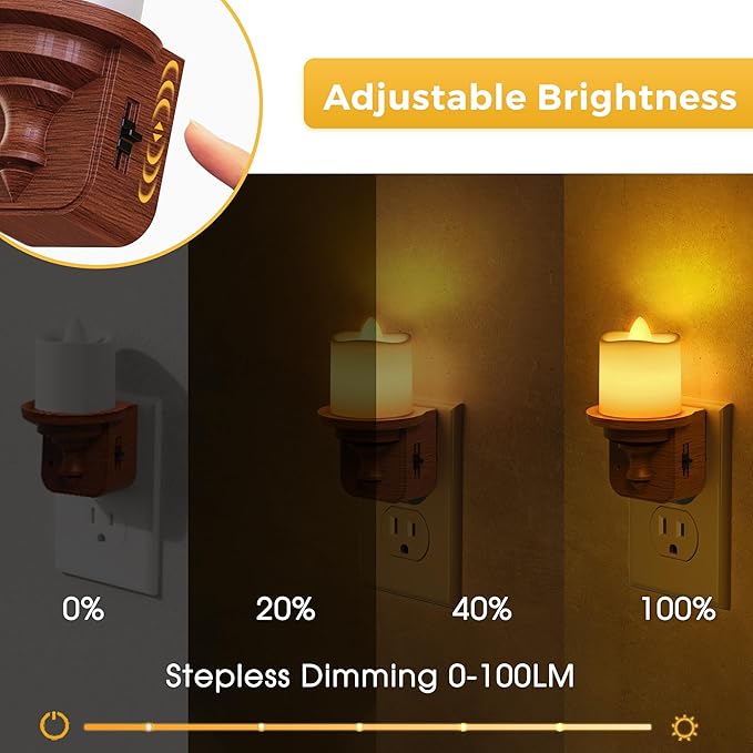 L LOHAS LED Night Light, 2 Pack Amber Flameless Candle Night Light Plug in - Image 3