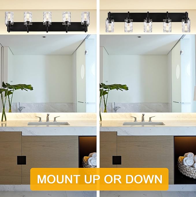 BONLICHT Modern Bathroom Lighting Over Mirror 5-Lights Rustic Bath Vanity Wall - Image 5