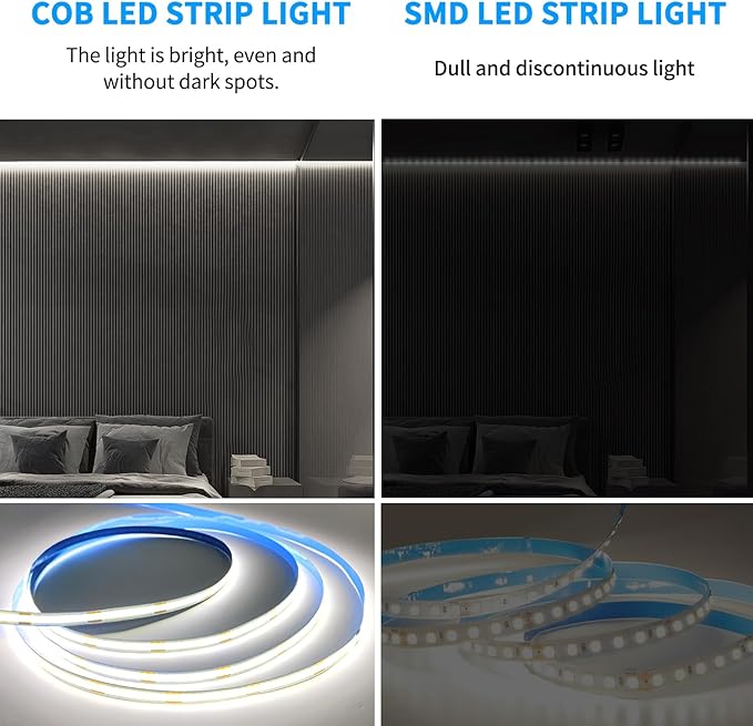 100ft COB LED Strip Lights DC 24V Dimmable 6000K White Flexible LED Tape Light - Image 5