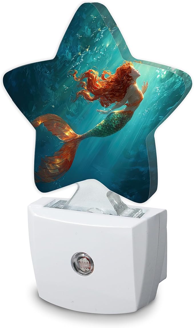 Beautiful Mermaid Night Light, Plug Into Wall Decor Nightlights by SKYDAWNY