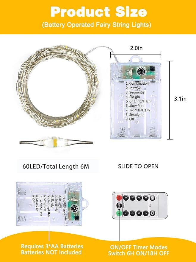 8 Pack Christmas Fairy Lights Battery Operated - Image 7