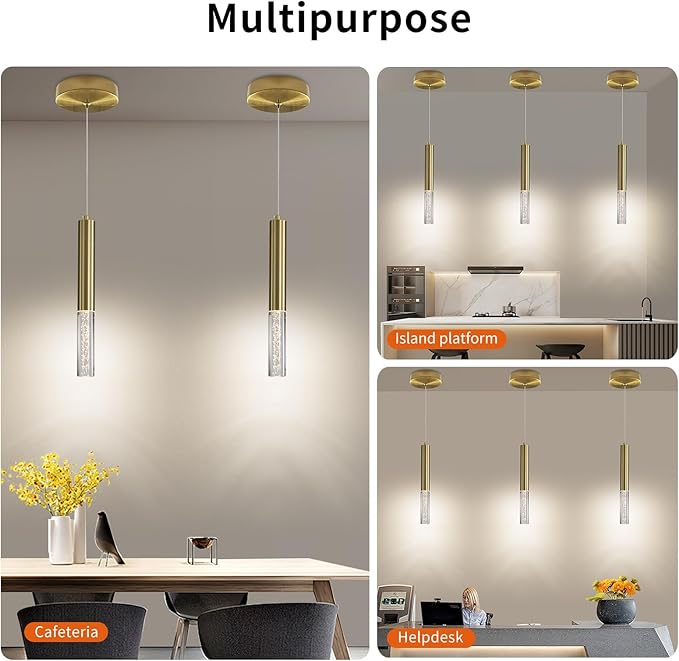 2 Pack Minimalist Kitchen Island Pendant Lights, Bubble Acrylic, Adjustable - Image 6
