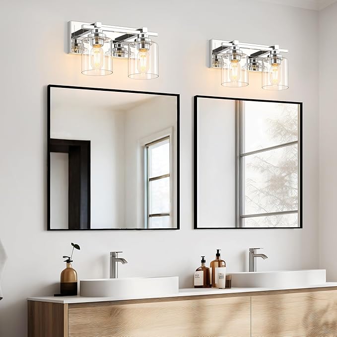 2 Light Modern Bathroom Light Fixtures Over Mirror, Chrome Vanity Lights - Image 2