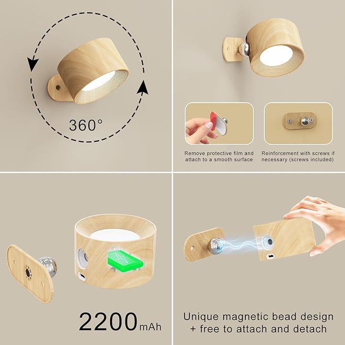 2Pack Battery Operated Wall Sconce, 3 Color Modes 3 Brightness Levels - Image 4