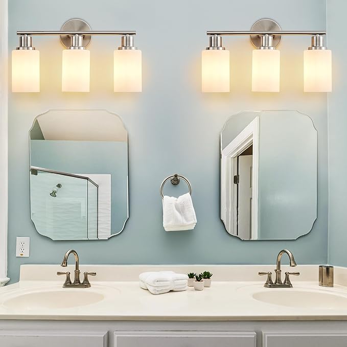 DLLT 3-Light Bathroom Light Fixtures: Nickel Modern Vanity Lights - Image 5