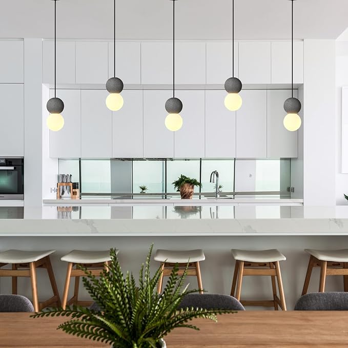Modern Black 1-Light Concrete Pendant Light Kitchen Island Ceiling Light - Image 4