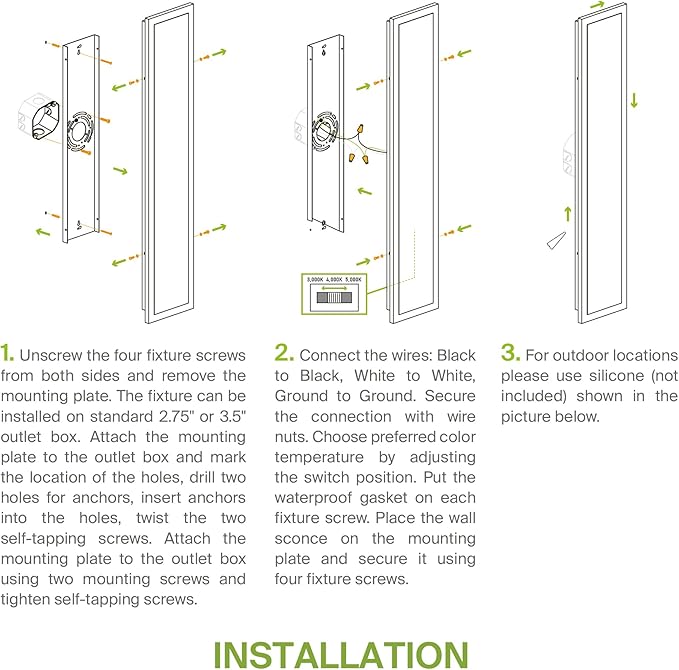 ASD LED 18" Long Wall Mount Light Fixture, Outdoor & Indoor Linear Sconce | 3CCT - Image 9
