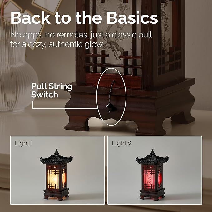 Traditional Korean Wood Lamp | Handmade Asian Oriental Table Lantern | Bedside - Image 5