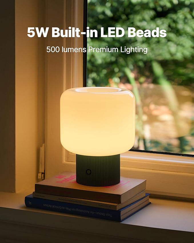 Halo Mushroom Lamp, 5W Cute Cordless Rechargeable Table Lamp - Image 2