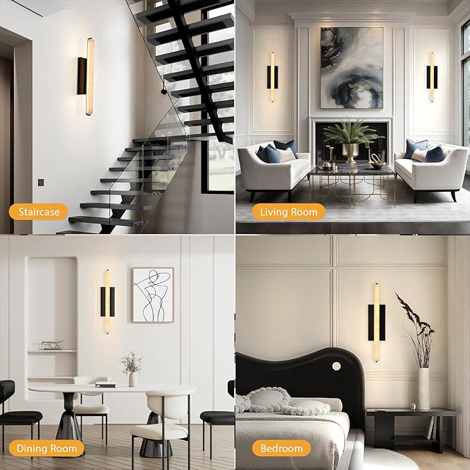 Alabaster Wall Sconces, 25in Black Alabaster Sconce, Modern Spanish Natural - Image 7
