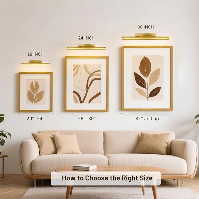 Brass Picture Lights for Wall, 3-Light Brush Gold Art Light, Warm White 2700k - Image 5