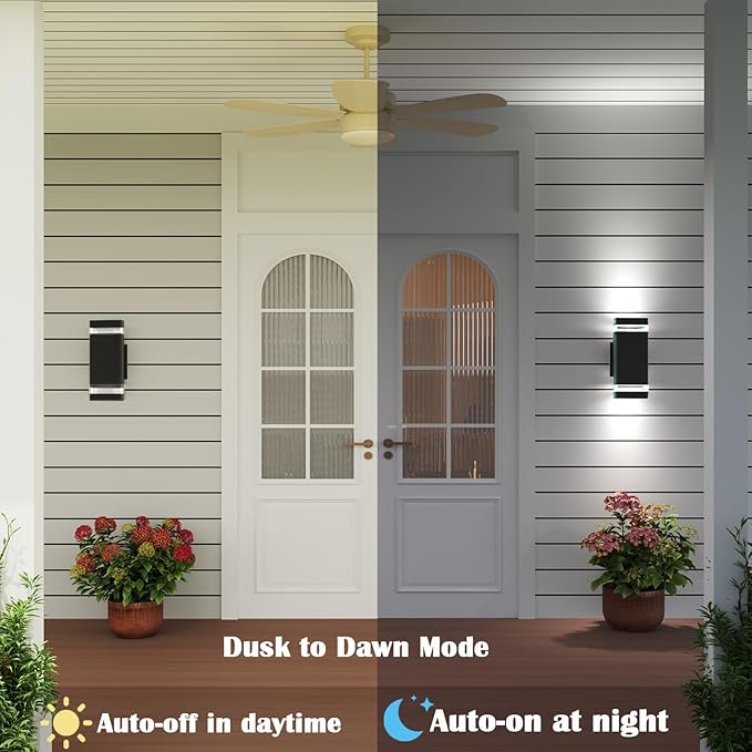 Motion Sensor Outdoor Wall Lights, Dusk to Dawn Exterior Light Fixtures - Image 2