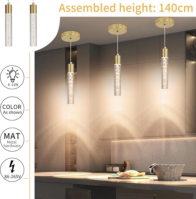 Modern Kitchen Island Hanging Light, Bubble Acrylic, 3 Color Temperatures - Image 6