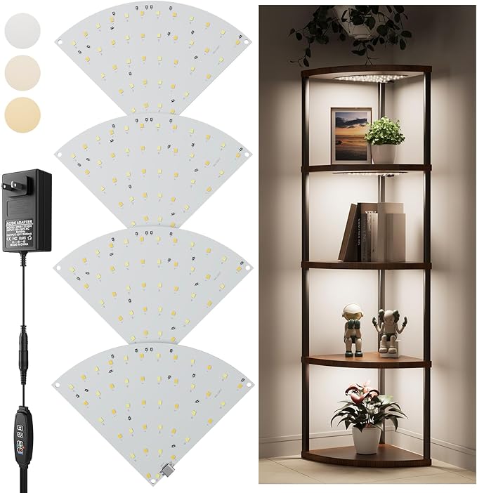 4-Pack Under Shelf Lighting for 5 Tier Corner Shelf Stand, Ultra-Bright 10 by Little+Joke