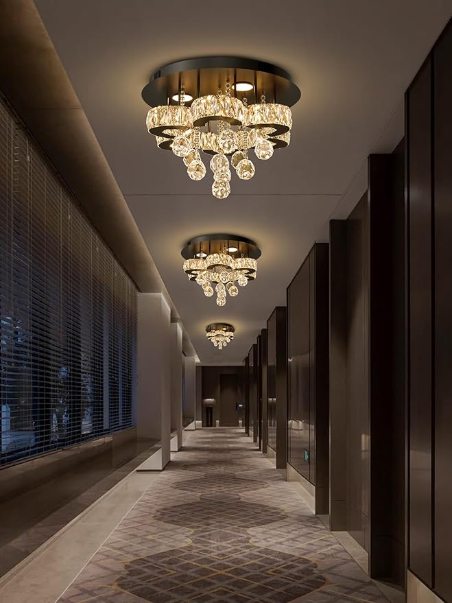 Flashing God 16" Small Crystal Chandelier LED Ceiling Light Fixtures Stainless - Image 3