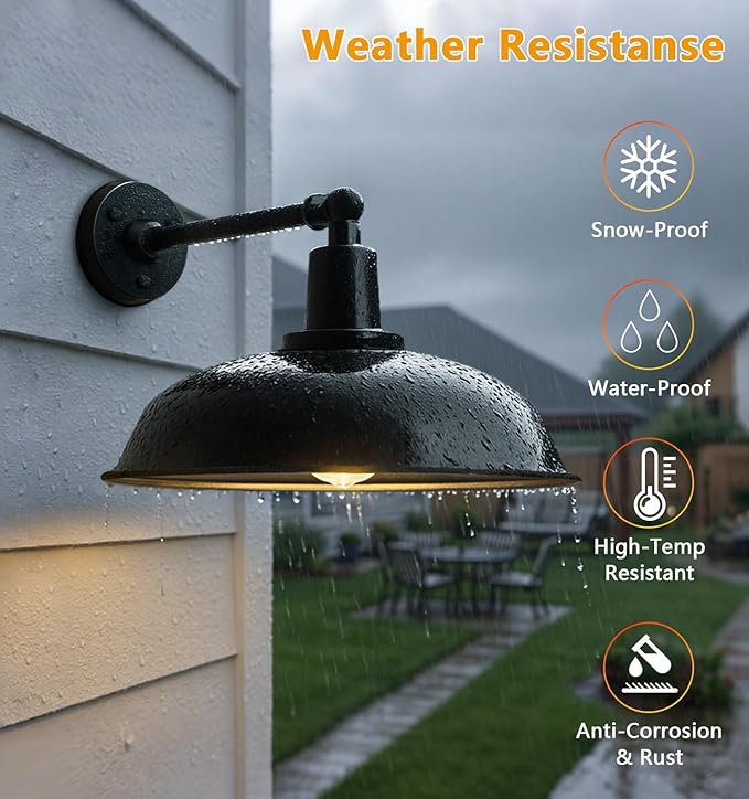 24-inch Extra-Large Outdoor barn Light, Straight arm Design, Vintage Farmhouse - Image 4