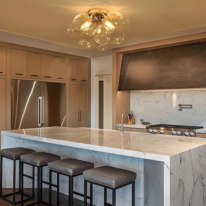 GoYeel Ceiling Light Chandelier Modern Kitchen Lights Ceiling Flush Mount Glass - Image 4