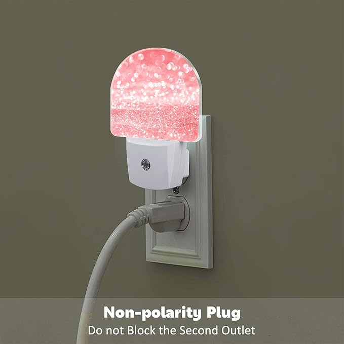 Pink Gold Glitter Night Light, Rose Pink Sparkle Shine Dusk to Dawn Night Light - Image 4