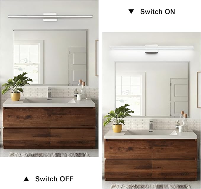 SineRise 48-Inch LED Modern Bathroom Vanity Light Bar, Chrome Modern Acrylic - Image 3