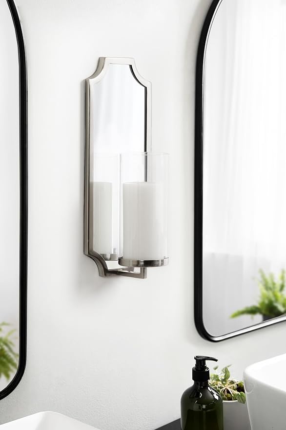 Kate and Laurel Ciel Glam Mirrored Wall Sconce; 6 x 5 x 16; Silver; Traditional - Image 3