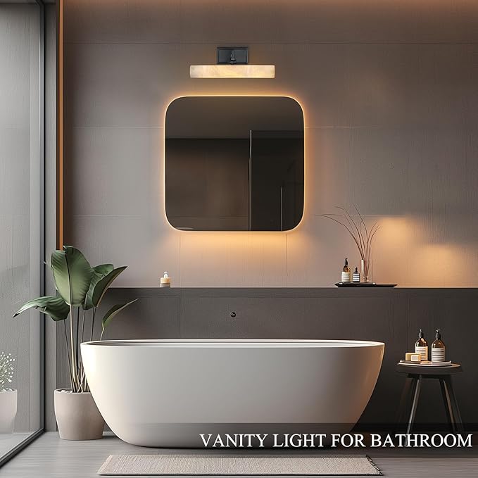Alabaster Bathroom Vanity Light, 12in Modern Spanish Marble LED Bathroom Light - Image 9