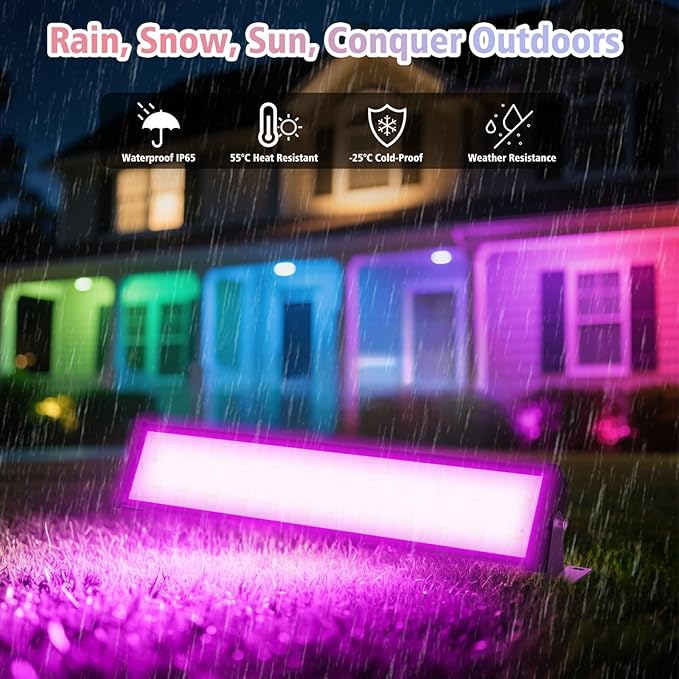 T-SUN 60W RGBCW LED Wall Washer Lights, Dimmable Waterproof Music Sync Light - Image 9