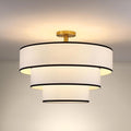 Doraimi Lighting 3 Tier Black White Linen Drum Fabric Semi Flush Mount Light by DoraimiLighting