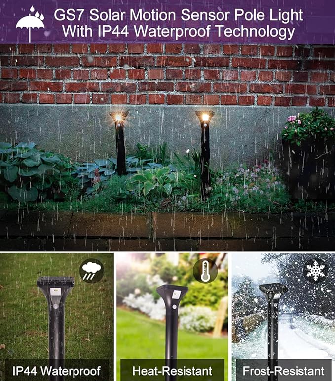 LED Solar Powered Motion Sensor Pathway Lights, Battery Powered Outdoor - Image 3