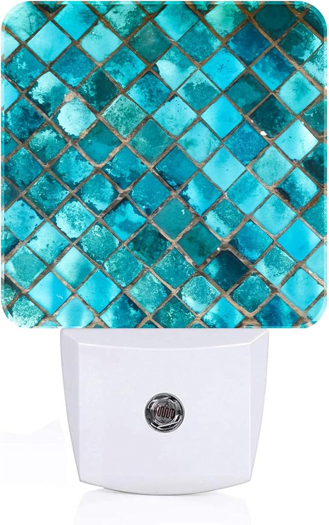 Turquoise Blue Night Light, Plug Into Wall Decor by Unknown