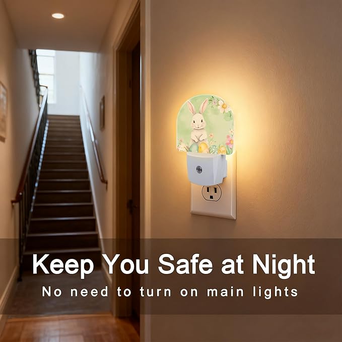 Easter Bunny Floral Eggs Night Light, Dusk-to-Dawn Auto Sensor Easter Rabbit - Image 4