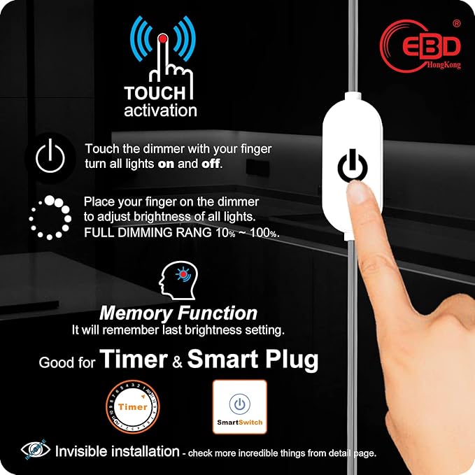 EBD Under Cabinet Lights Touch LED Under Cabinet Lighting Built-in Adjustable - Image 3