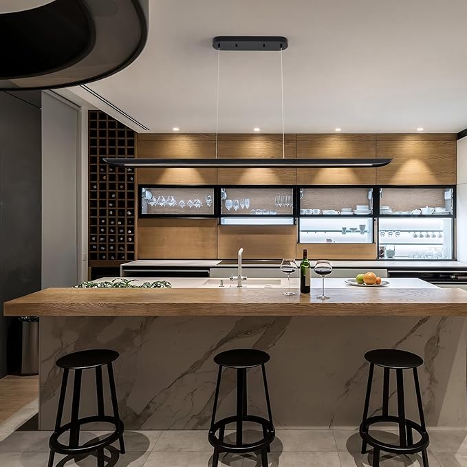 55" Modern LED Linear Pendant Light, Dimmable Kitchen Island Light 40W LED - Image 4