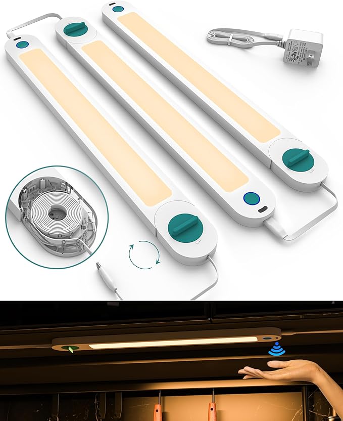 ASOKO Under Cabinet Lights, Motion Sensor Lights Plug in, Warm 2700k Dimmable by ASOKO