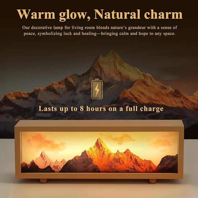 JOHOUSE Nature Decor Ambient Lamp-Inspired Unique Lamp– Mountain Scene Wooden - Image 5