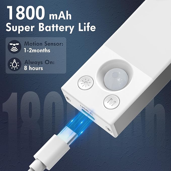 Under Cabinet Lighting 1800mAh Long Battery Life, 2 Pack Dimmable Motion Sensor - Image 4