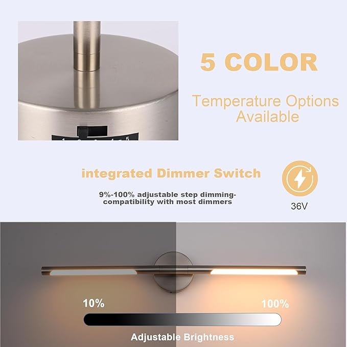 BONLICHT 30 Inch LED Modern Brushed Nickel Bathroom Vanity Light Fixtures Over - Image 7