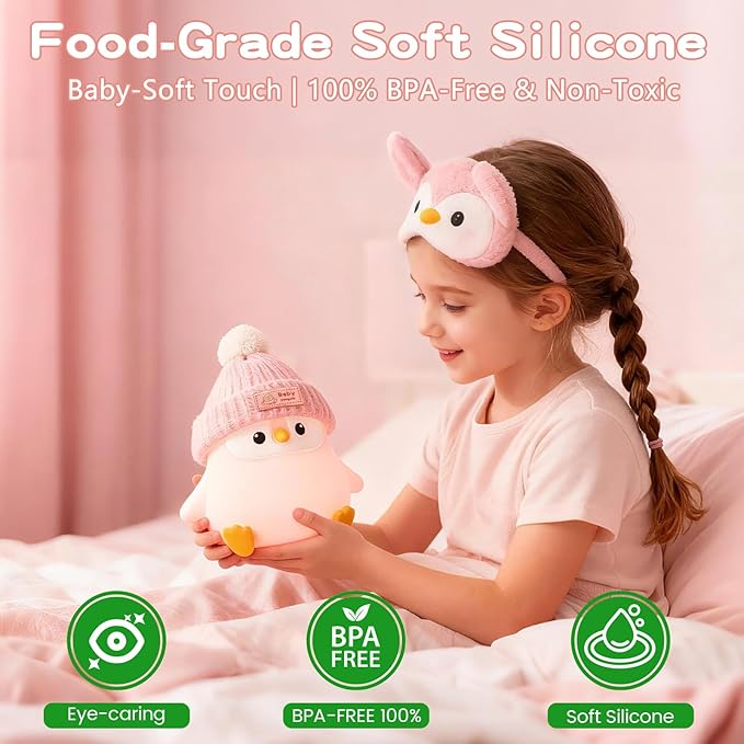 Penguin Silicone Night Light, Cute Pink Penguin Lamp - Image 4