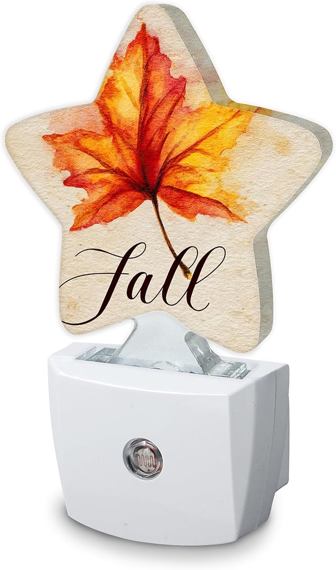 Fall Night Light, Autumn Maple Leaf Plug-in Dusk to Dawn Smart Sensor Nightlight by SKYDAWNY