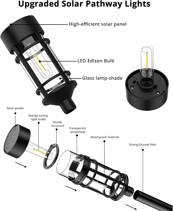 Solar Lights Outdoor Waterproof, 8 Pack Solar Pathway Lights - Image 9