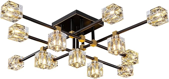 Semi Flush Mount Ceiling Light Fixture, 13-Lights Modern Crystal Light Fixture - Image 8