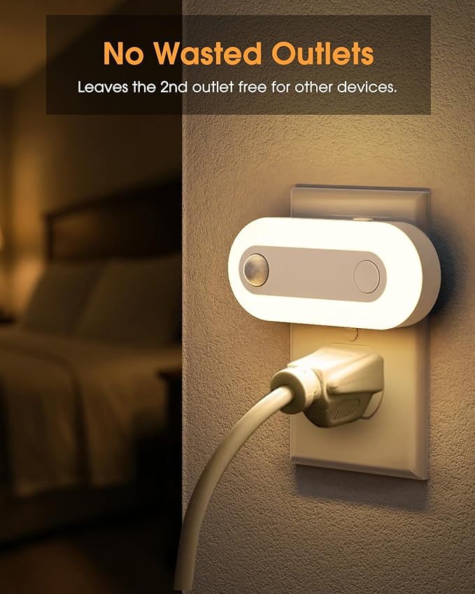 Plug-in LED Night Light with Motion Sensor & Dusk to Dawn Sensor, Dimmable Warm - Image 5